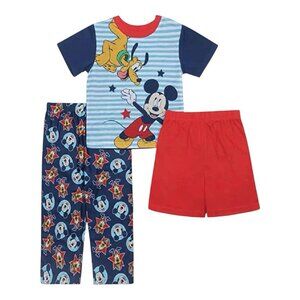 Disney Mickey Mouse Pluto Toddler Pajama 3-Piece Set Size 3T Size Unisex NWT
